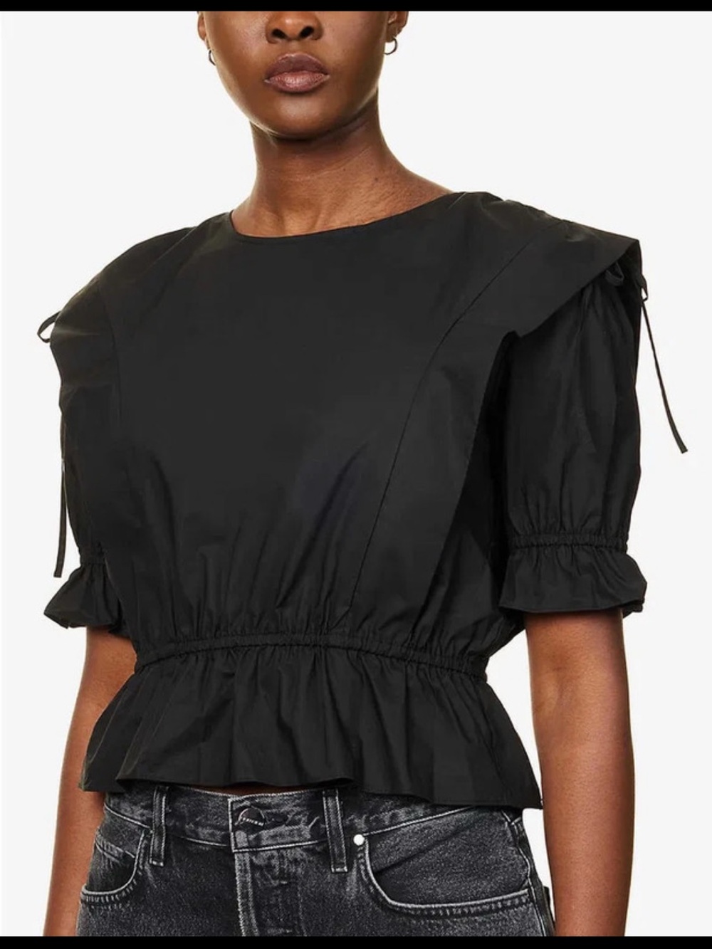 Frame Black Puff-Sleeve Blouse